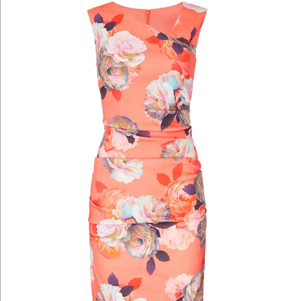nicole miller confetti linen tuck asymmetrical ruched dress